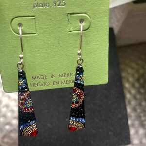 Handcrafted Black and Multicolor Beaded Earrings